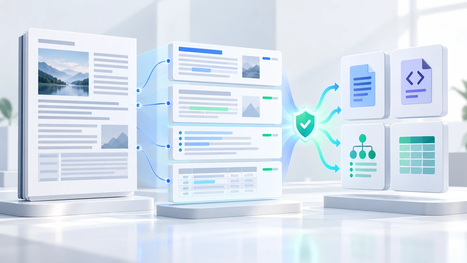 Extracted PDF text reviewed by page and delivered in four structured export formats
