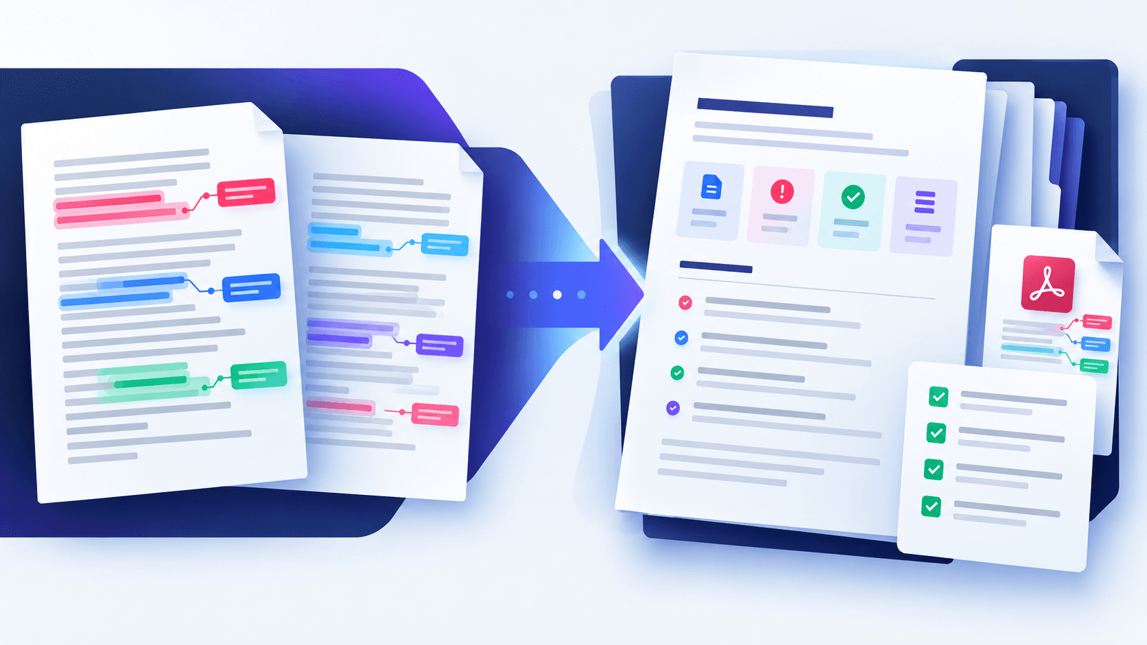 PDF differences becoming a structured comparison report and annotated review package