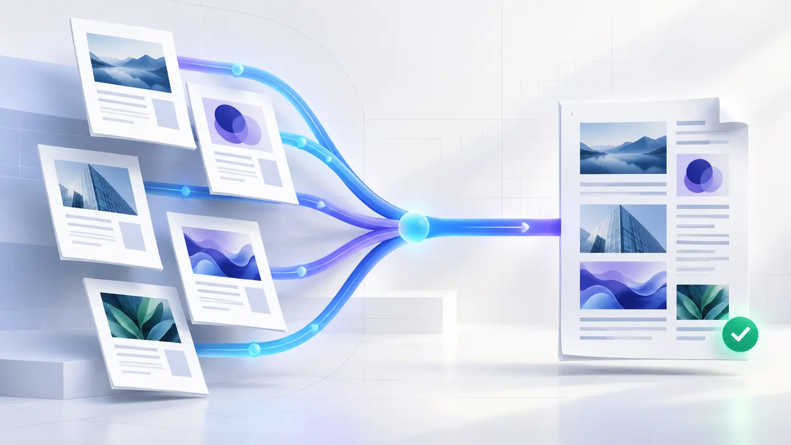 Presentation slides and fixed PDF pages connected through a conversion workflow
